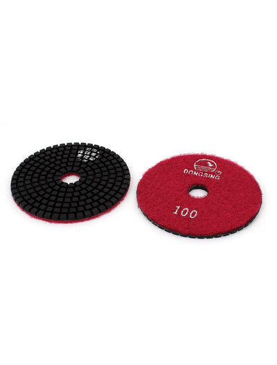Harfington 10pcs 100 Grit 4" Diameter Wet Diamond Polishing Pads Red for Granite Marble