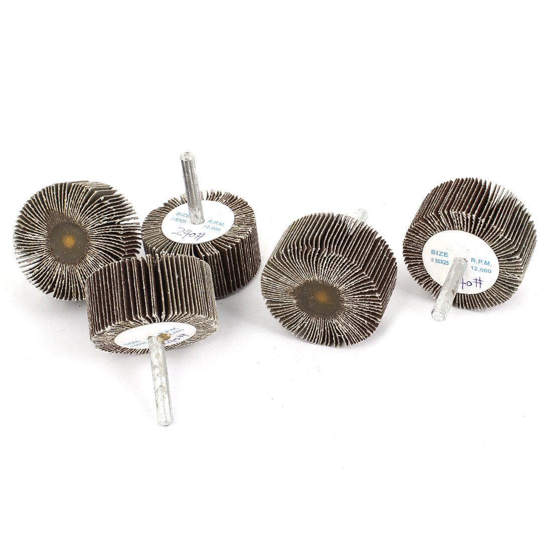 Harfington 5 Pieces 240 Grit 50x25x6mm Cylindrical Grinding Polishing Flap Wheel Discs