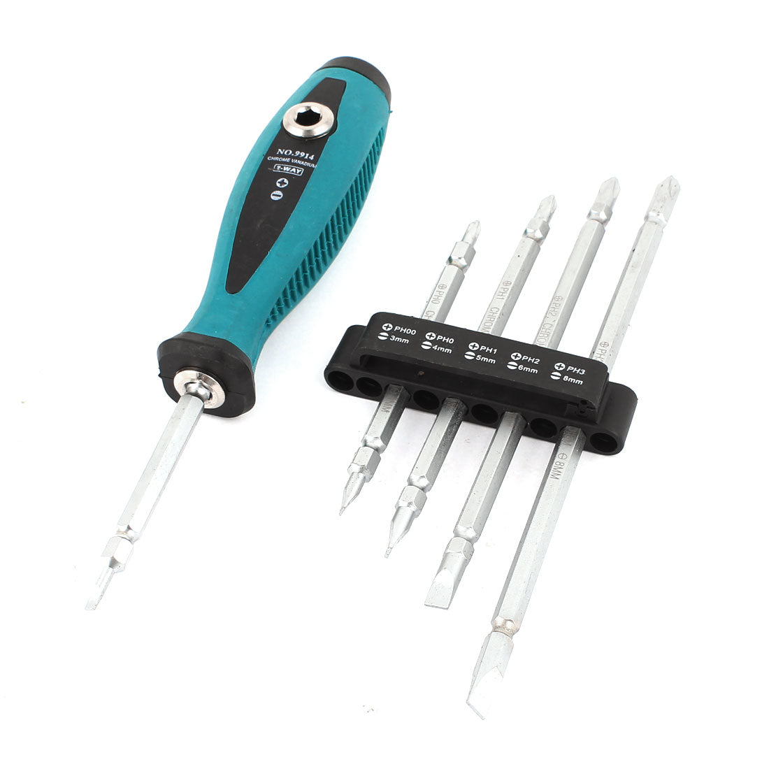 Harfington 5 in 1 Set Chrome Vanadium 3mm 4mm 5mm 6mm 8mm 2 Way Slotted Phillips Screwdriver w Handle