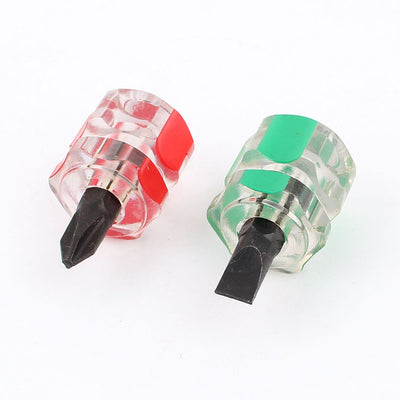 Harfington Red Green 6mm x 14mm Short Distance Slotted Phillips Screwdrivers Set 2 Pcs