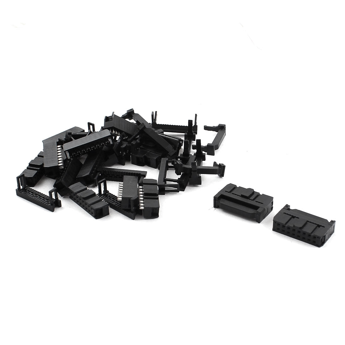 Harfington 15 Pcs 2.54mm 2x8P 16Pin IDC FC Female Header Socket Connector Black