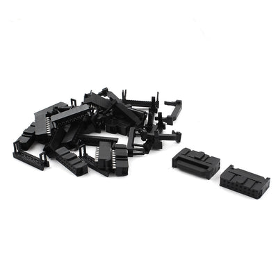 Harfington 15 Pcs 2.54mm 2x8P 16Pin IDC FC Female Header Socket Connector Black