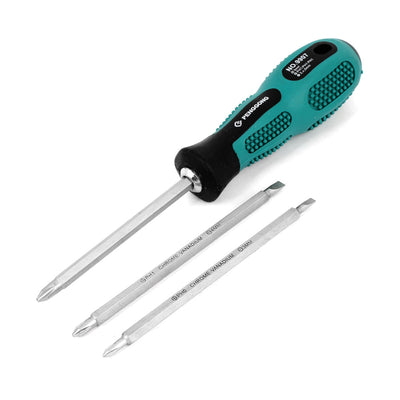 Harfington 3 Pcs Metal 90mm Long Shank Dual Way Flat Head Phillips Screwdriver