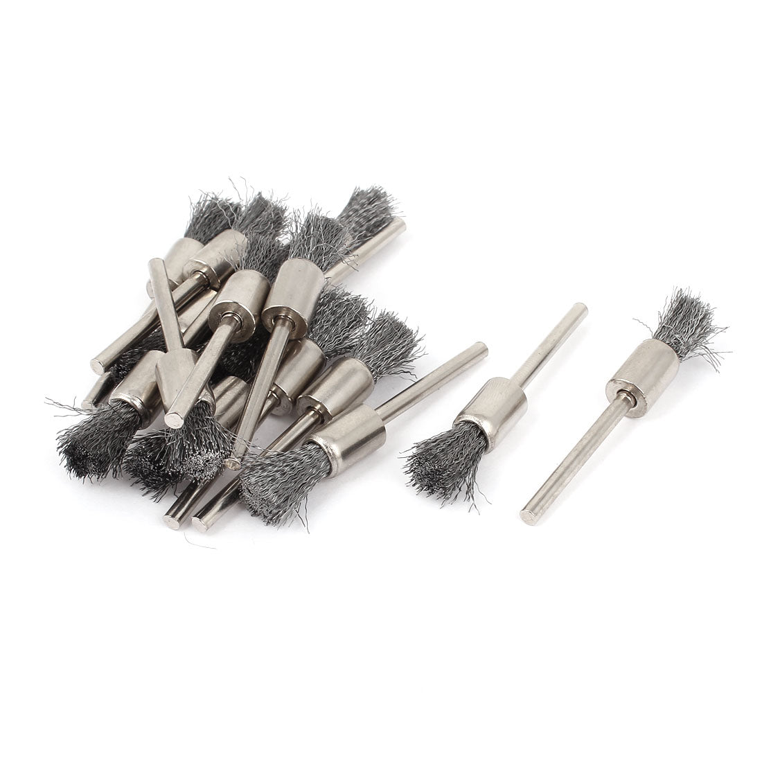 Harfington 15 Pcs 1/8" 3mm Shank Gray Wire Pen Brush Polishing Buffing Polisher Tool