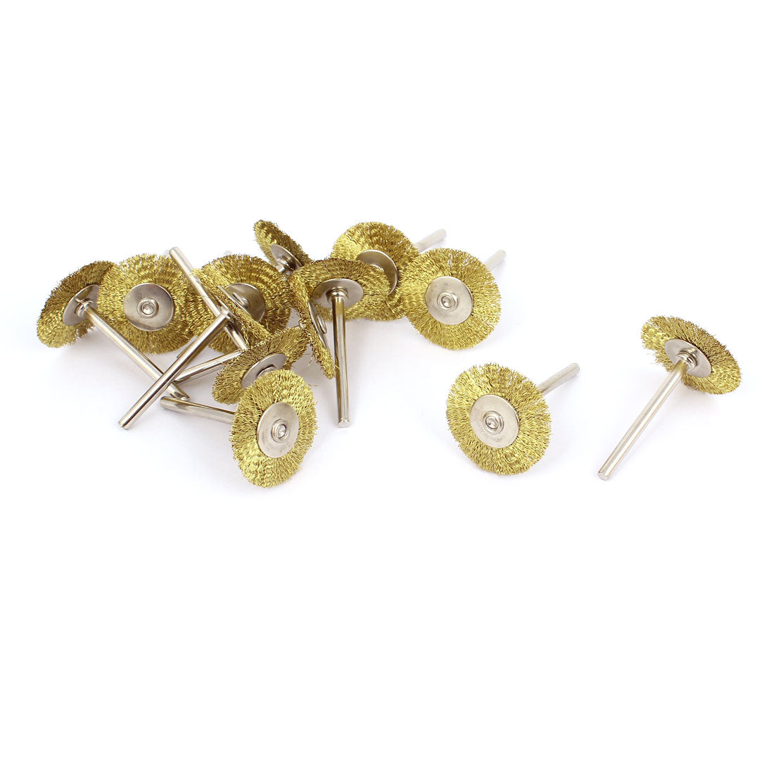 Harfington 13 Pcs Round Shank 25 x 3mm Wire Brushes Polishing Buffer Buffing Wheel Gold Tone
