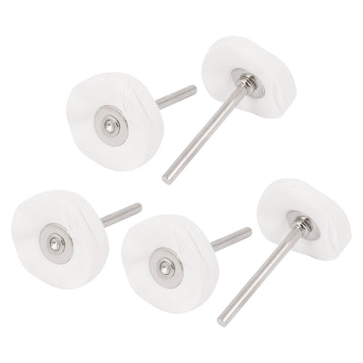 Harfington 5 Pcs Round Shank 25x3mm Cotton Blend Pad Polishing Buffer Buffing Wheel White