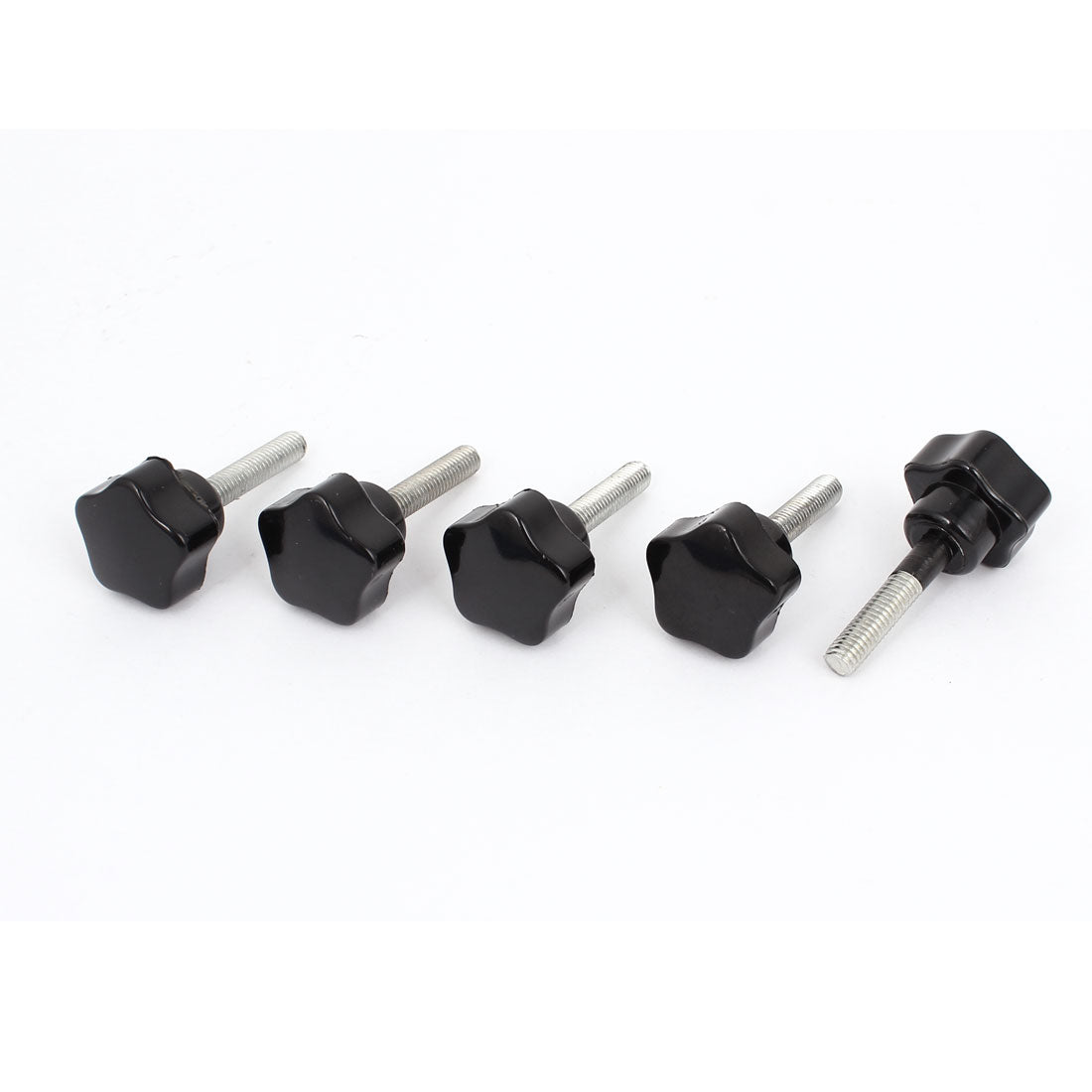 Harfington 5 Pcs Male Thumbscrews M6 x 30mm Plastic Knurled Knobs Jigs Wing Trend Black