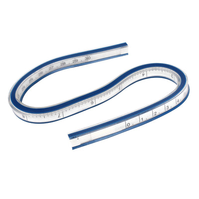 Harfington Woodworking Tailors Soft Plastic 30cm 12inch Flexible Curve Ruler Blue White