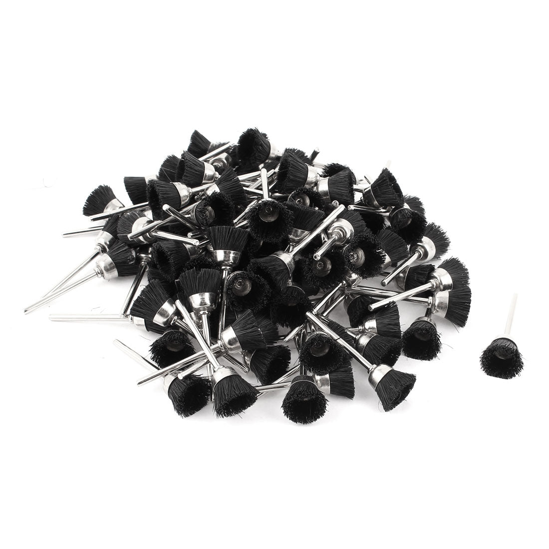 Harfington 100 Pcs 2.3mm Shank 15mm Cup Shape Nylon Wire Polishing Brush for Rotary Tool