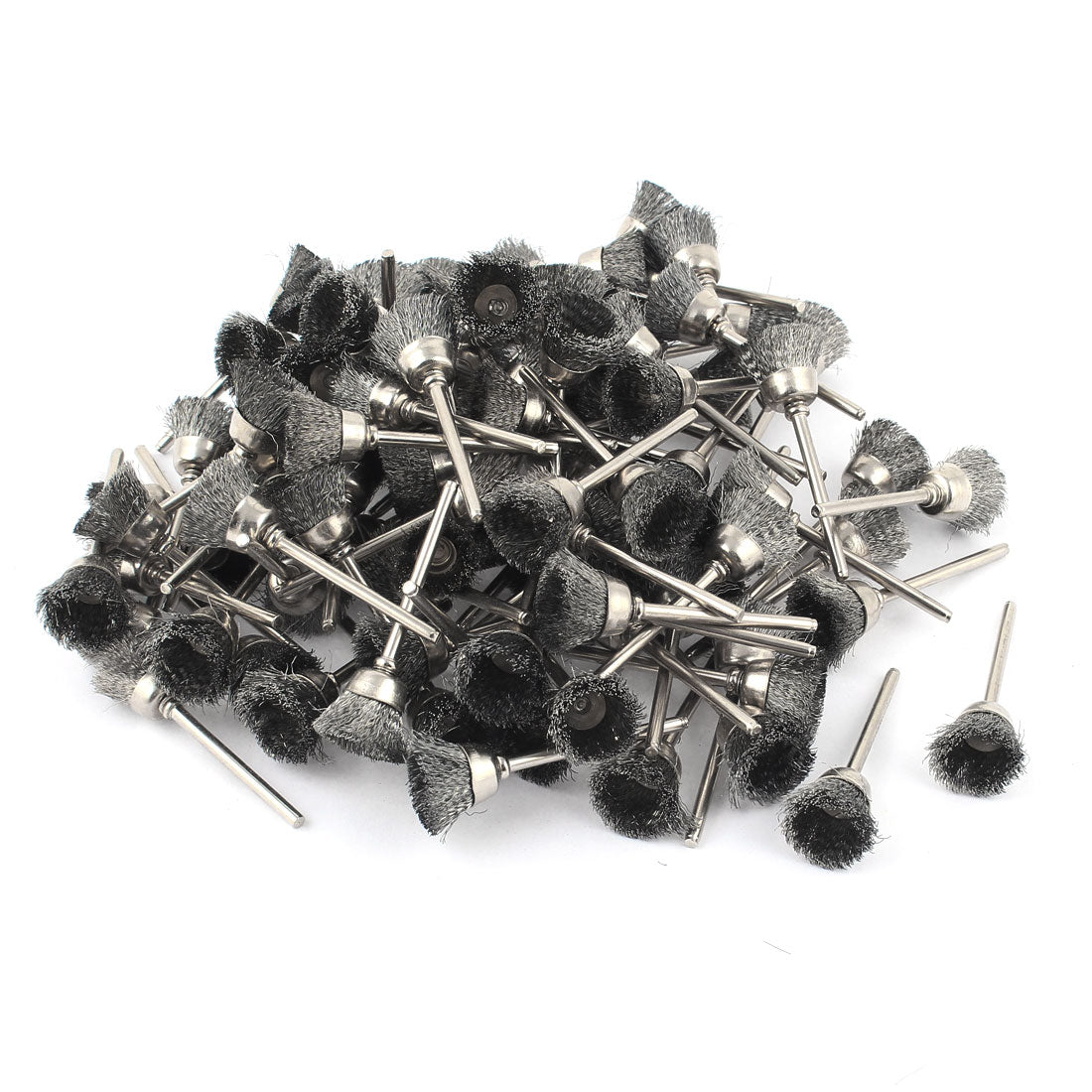 Harfington 100 Pcs 3mm Shank 15mm Cup Shape Stainless Steel Wire Polishing Brush for Rotary Tool