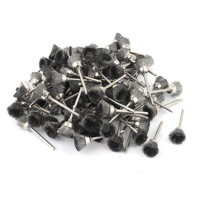 Harfington 100 Pcs 3mm Shank 15mm Cup Shape Stainless Steel Wire Polishing Brush for Rotary Tool