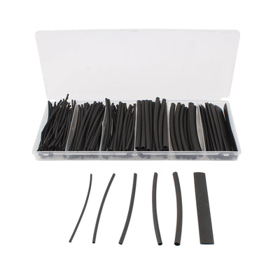 Harfington 160Pcs 2:1 Heat Shrink Wire Wrap Assortment Tubing Tube Sleeve 6 Sizes Kit Black