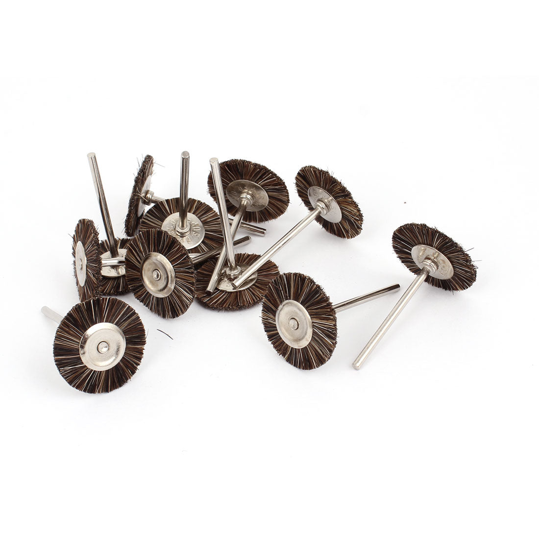 Harfington 11 Pcs 2.4mm Shank 25mm Diameter Nylon Polishing Brush Wheel Coffee Color