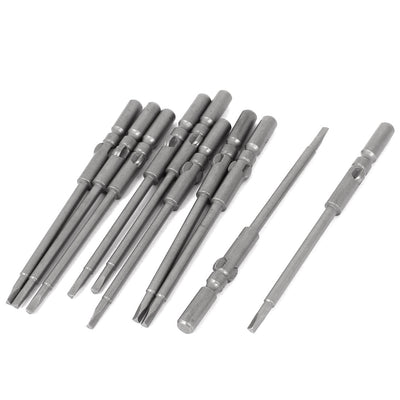 Harfington 10 Pcs 5mm Round Shank 2mm Triangle Head Magnetic Screwdriver Bits 80mm Length