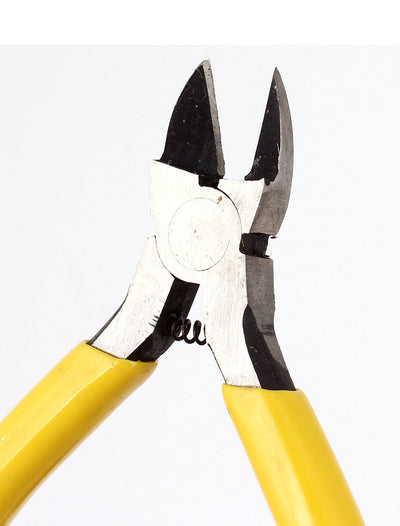 Harfington Yellow Plastic Coated Grip Spring Loaded Side Cutting Diagonal Pliers Hand Tool 4" 10cm