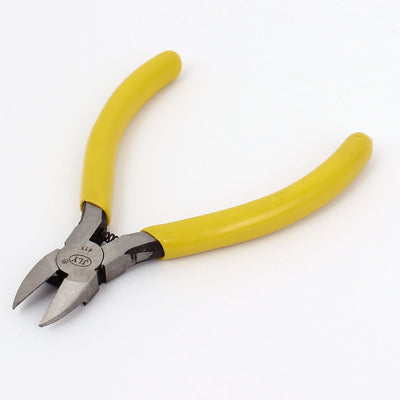 Harfington Yellow Plastic Coated Grip Spring Loaded Side Cutting Diagonal Pliers Hand Tool 4" 10cm