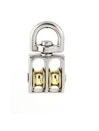 Harfington 13mm Diameter Stainless Steel Double Sheave Swivel Eye Rope Pulley