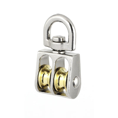 Harfington 13mm Diameter Stainless Steel Double Sheave Swivel Eye Rope Pulley