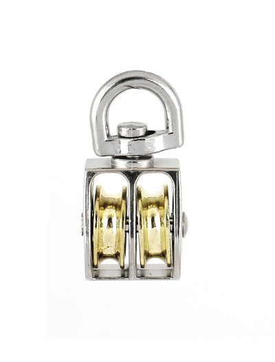 Harfington 20mm Diameter Stainless Steel Double Sheave Swivel Eye Rope Pulley