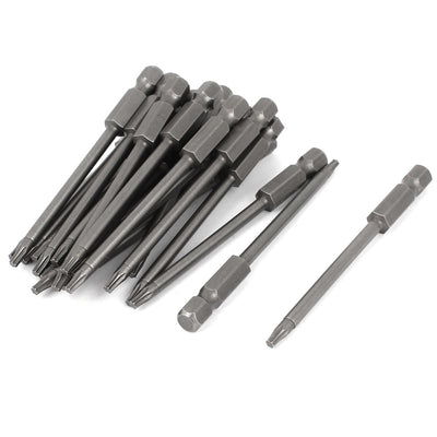 Harfington T10 Point 1/4" Hex Shank 75mm Long Magnetic Torx Screwdriver Bits Gray 20pcs