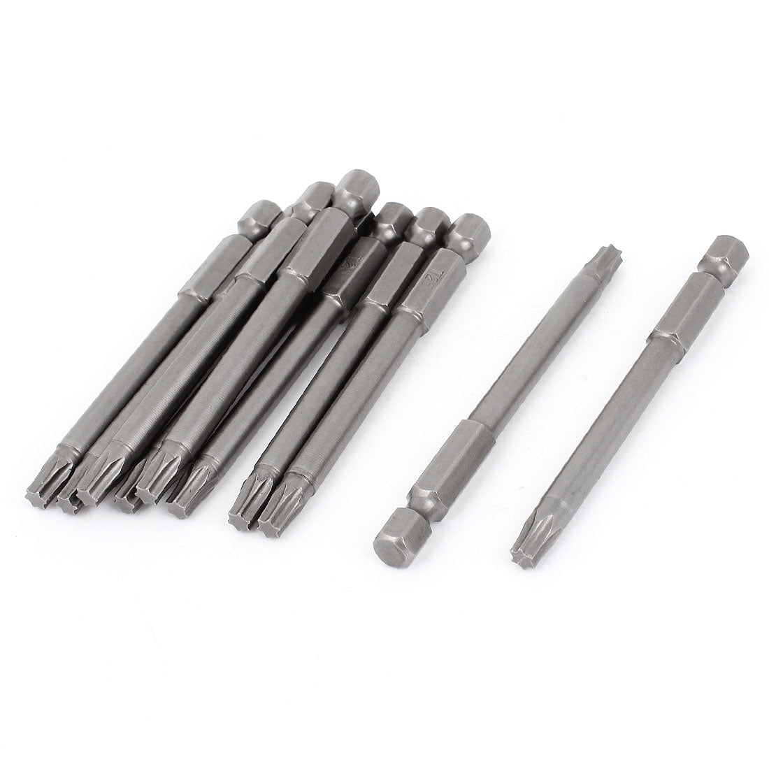 Harfington T25 Head 1/4" Hex Shank 75mm Long Magnetic Torx Screwdriver Bits Gray 10pcs