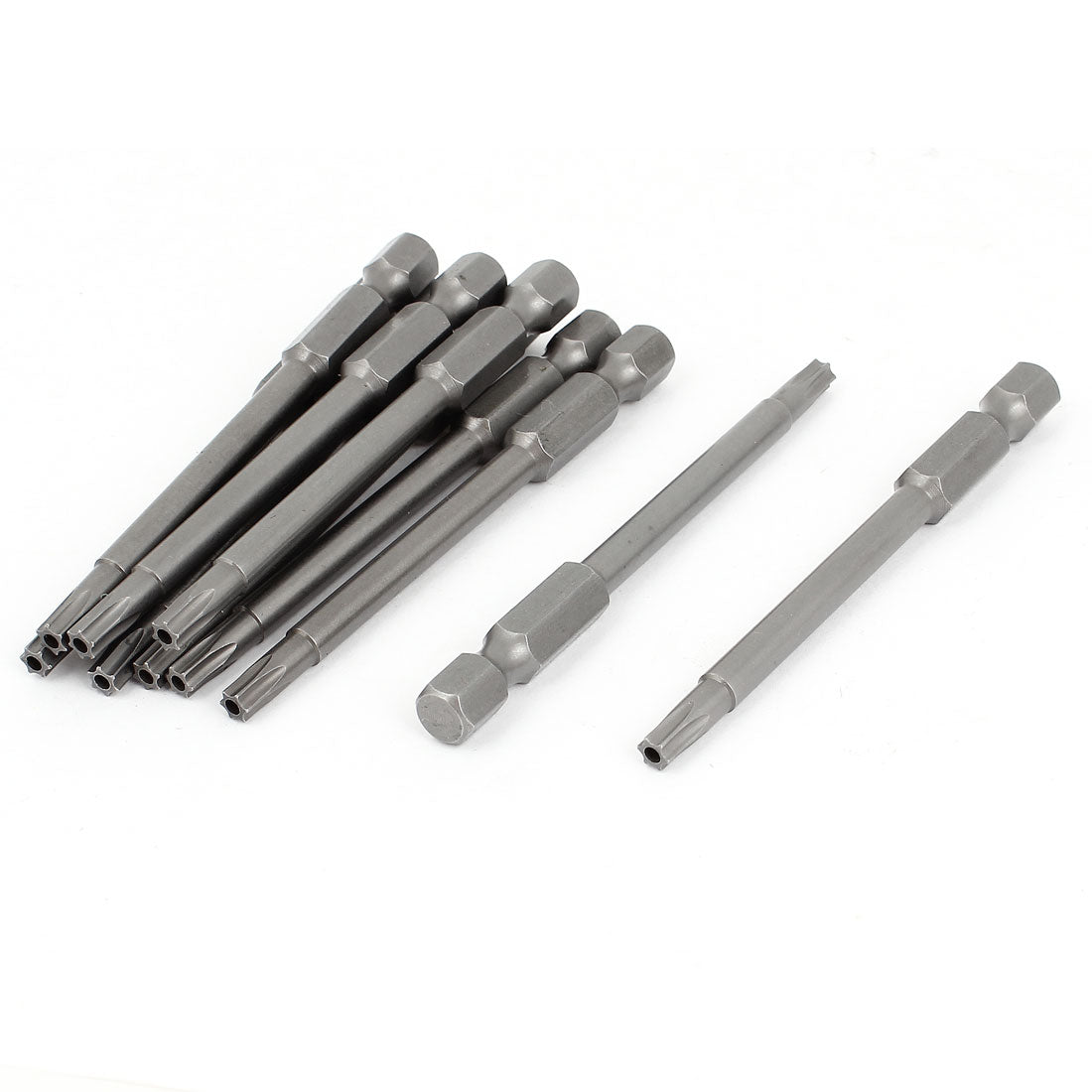 Harfington 10pcs T20 1/4" Hex Shank 75mm Long Magnetic Security Torx Screwdriver Bits Gray