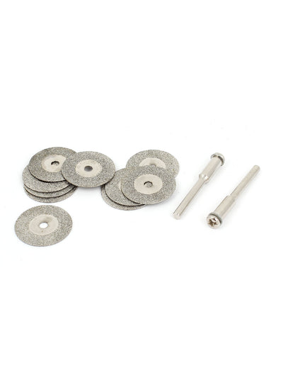 Harfington 10 Pcs 20mm Diamond Coated Rotary Cut Off Grinding Wheel Discs w 2pcs 1/8" Mandrel