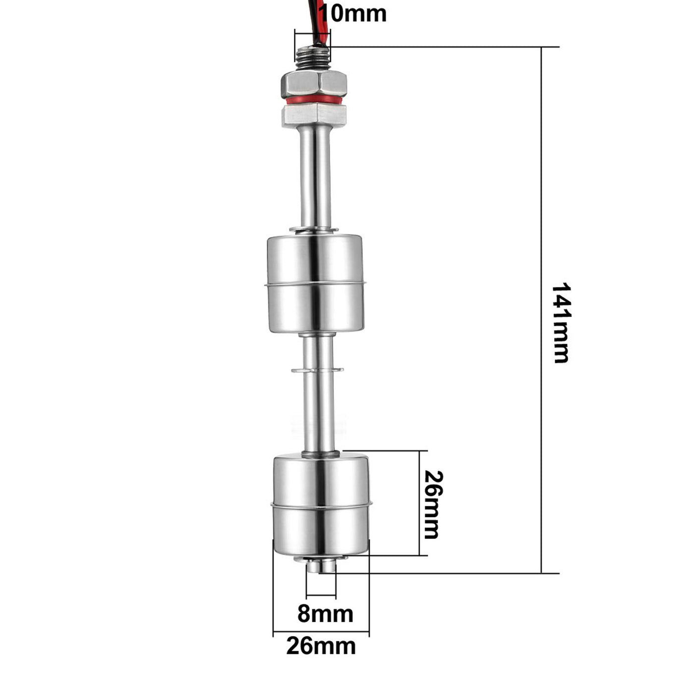 Harfington 141mm Mini Stainless Steel Double Ball Pool Tank Water Level Liquid Sensor Vertical Floating Switch