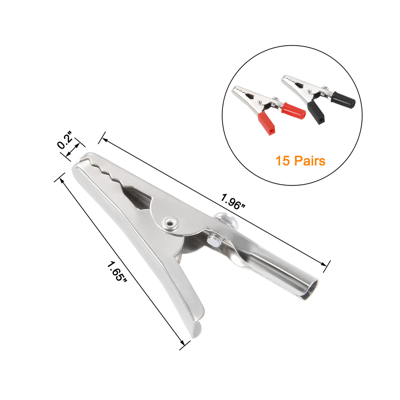 Harfington 15 Pairs 55mm Length Electric Alligator Test Clip Clamp Red Black