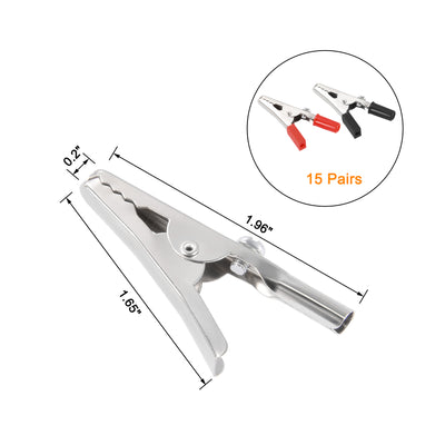 Harfington 15 Pairs 55mm Length Electric Alligator Test Clip Clamp Red Black