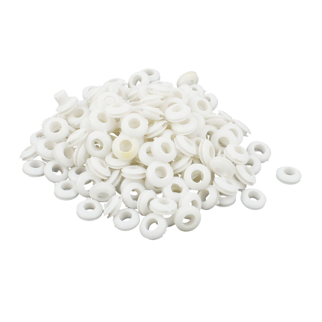 Harfington 170Pcs White Rubber 6mm Open Hole Ring Dual Side Cable Wiring Grommet