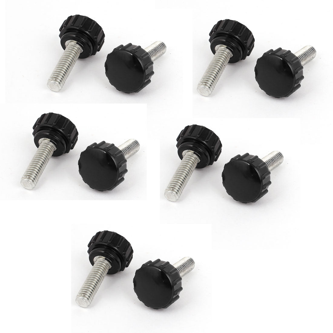 Harfington Black M6 x 18mm x 22mm Round Head Thumbscrew Grip Knurled Knobs 10 Pcs