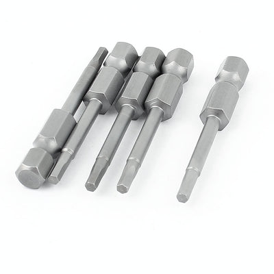 Harfington 5pcs Magnetic Screwdriver Drivers Drills 2.5mm Tip Hex Socket Silver Gray