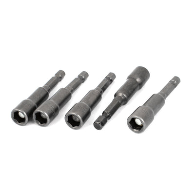 Harfington 1/4" Shank 8mm 5/16" Hexagon Magnetic Nut Socket Driver Bit Adapter 5pcs