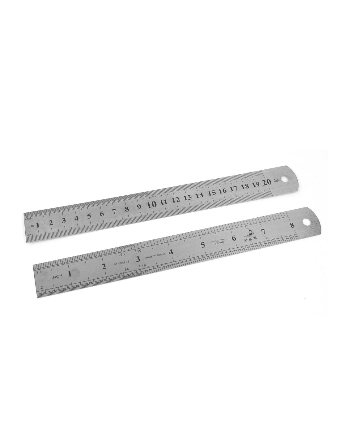 Harfington Carpenter 8 Inch 20cm Double Sides Metric Straight Ruler Measuring Tool 2 Pcs