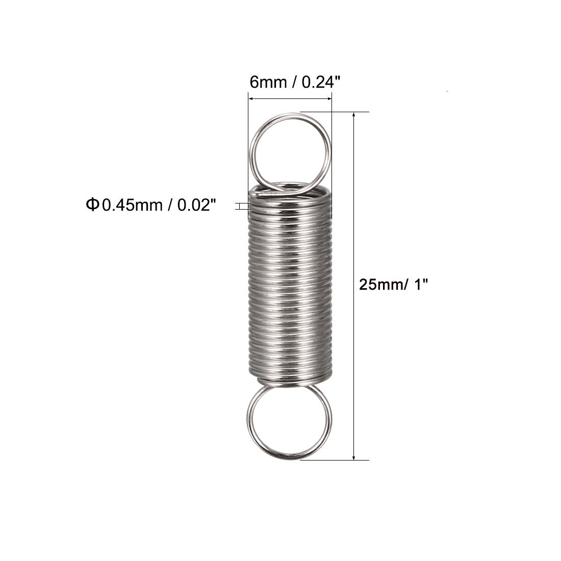 Harfington 0,018 Zoll Drahtdurchmesser, 0,24 Zoll Außendurchmesser, 0,5 Zoll lange Zugspulen-Verlängerungsfederhaken, 20 Stück