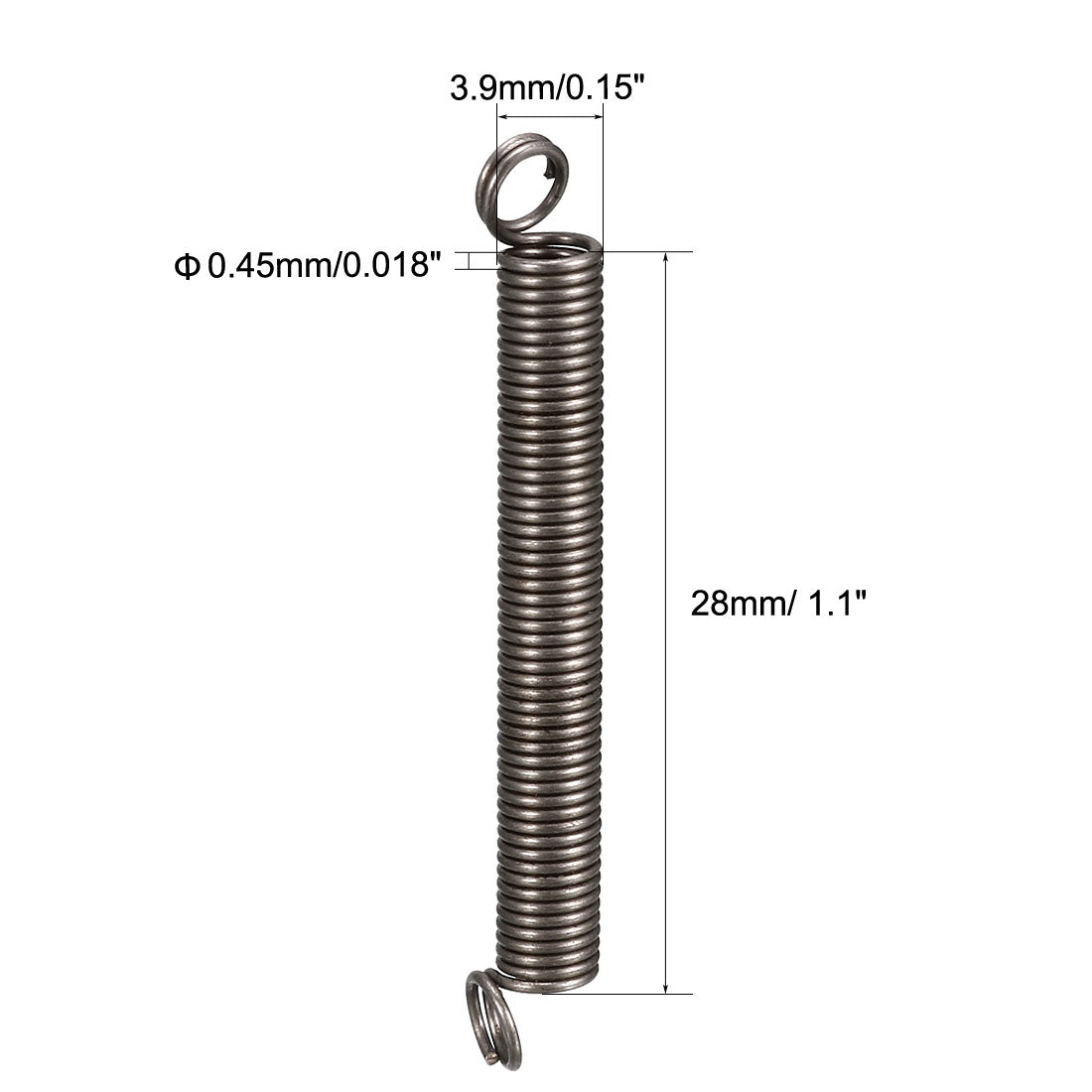Harfington 0.45mm Wire Diax3.9mm ODx28mm Free Length Spring Steel Tension Spring 5pcs