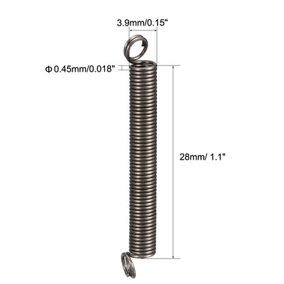Harfington 0.45mm Wire Diax3.9mm ODx28mm Free Length Spring Steel Tension Spring 5pcs