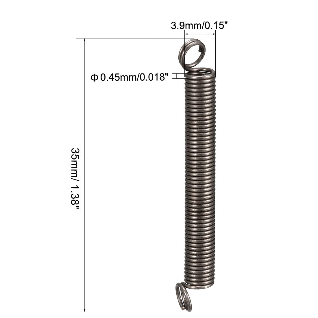 Harfington 0.45mm Wire Diax3.9mm ODx35mm Free Length Spring Steel Tension Spring 10pcs