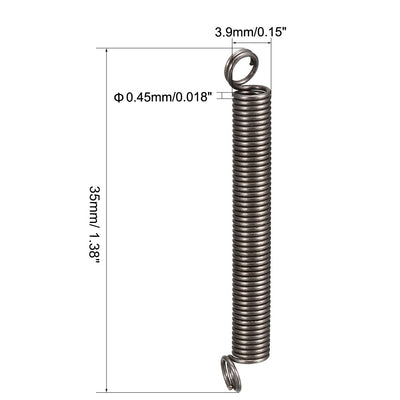 Harfington 0.45mm Wire Diax3.9mm ODx35mm Free Length Spring Steel Tension Spring 10pcs