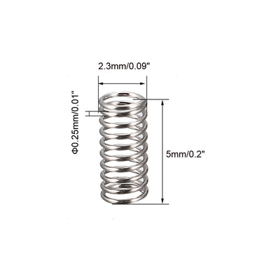 Harfington Compression Spring 0.25mm Wire Dia,2.3mm OD,5mm Free Length,Silver,20Pcs