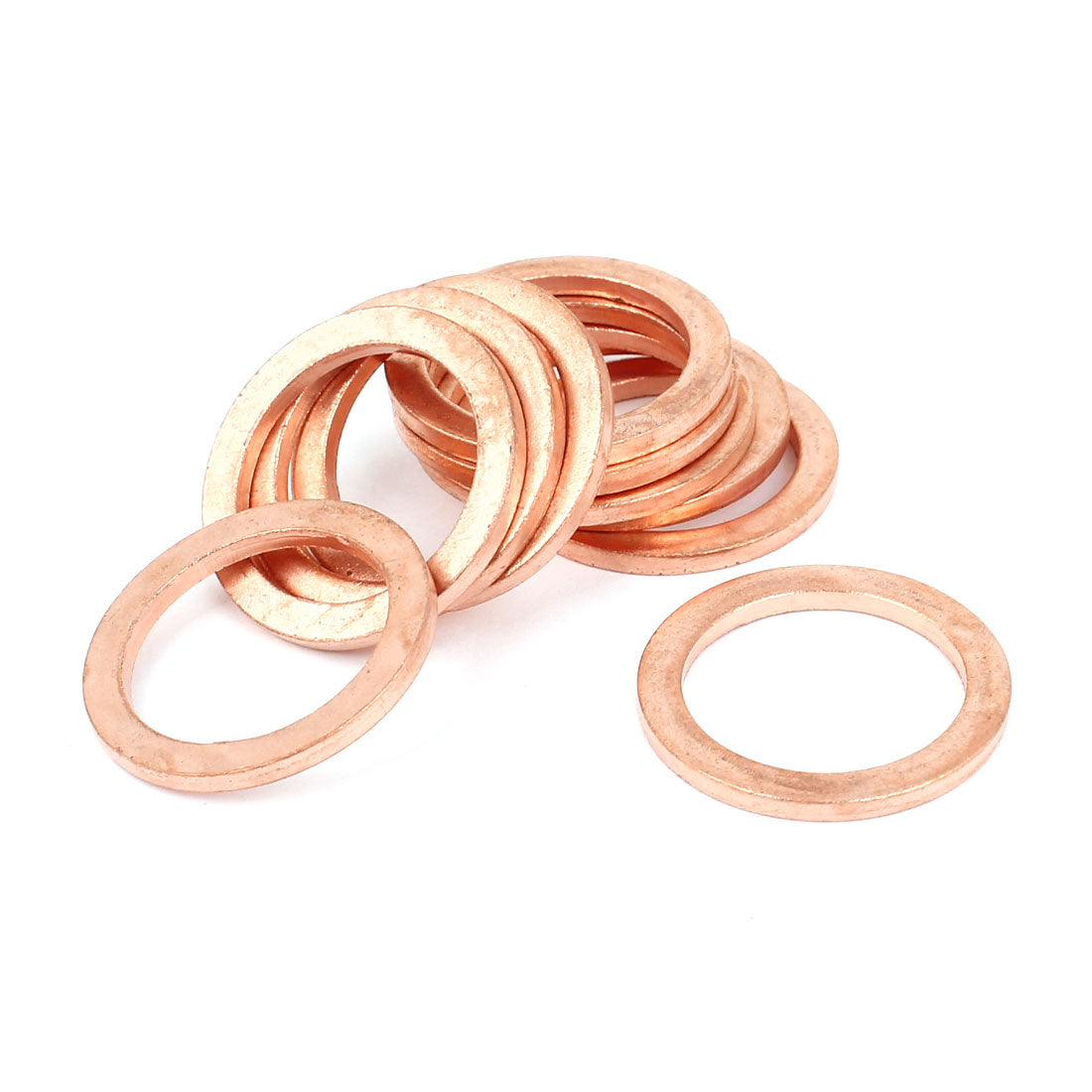 Harfington 18mm x 24mm x 2mm Metric  Shape Copper Flat Washer 10 Pcs