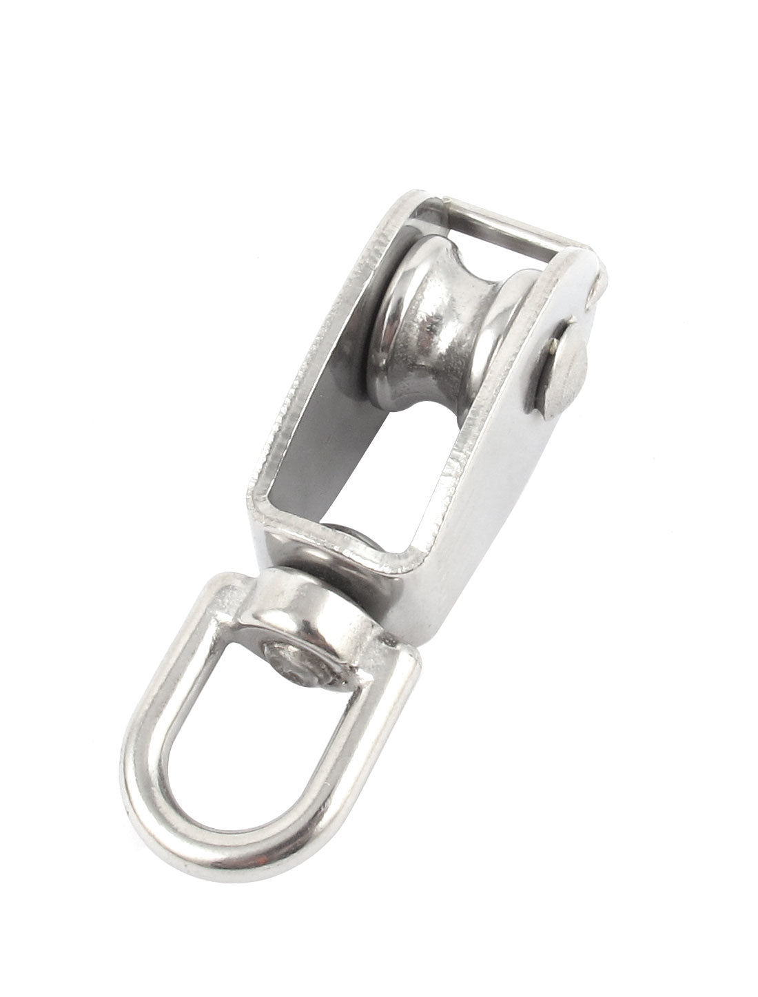 Harfington 15mm Silver Tone Stainless Steel Single Sheave Swivel Eye Wire Rope Pulley 0.035 Ton