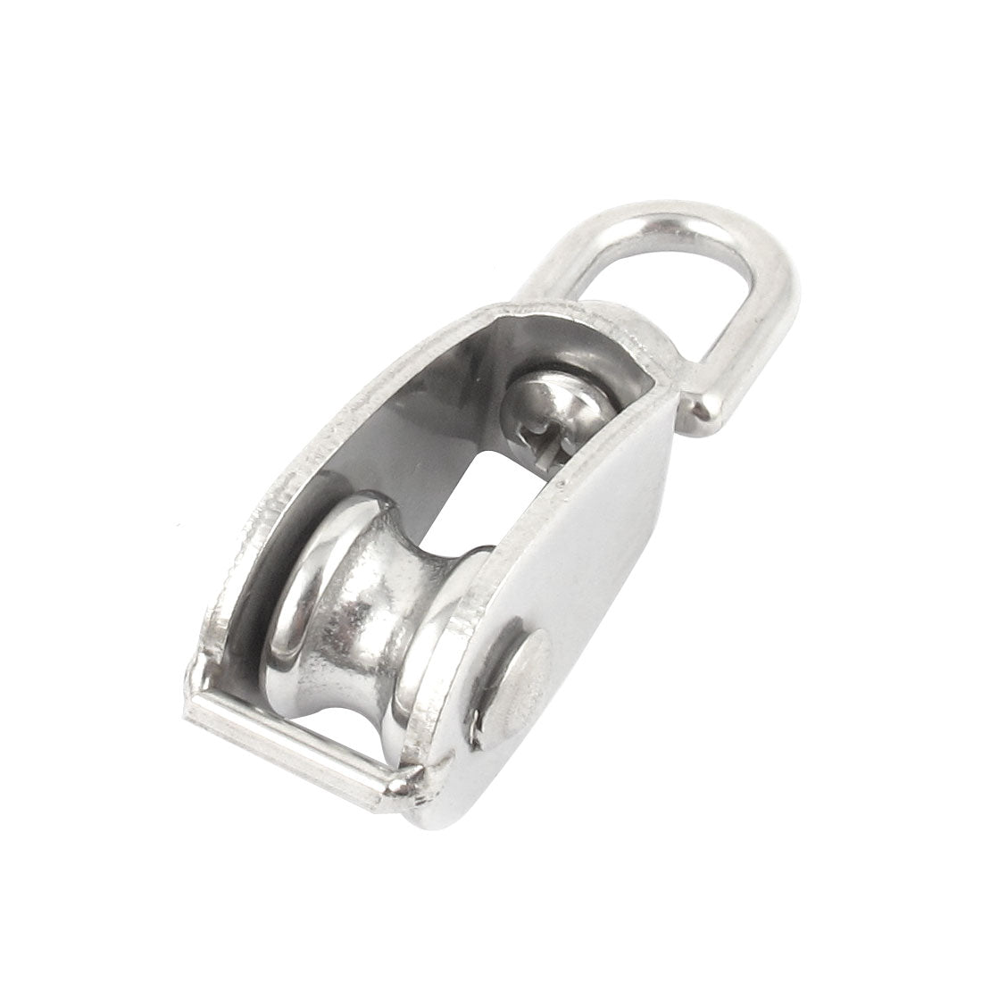 Harfington 15mm Silver Tone Stainless Steel Single Sheave Swivel Eye Wire Rope Pulley 0.035 Ton