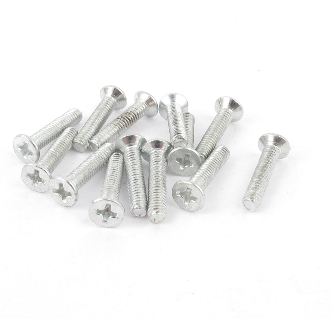 Harfington 13 Pcs Metal Phillips Flat Head Machine Screws Fasteners Bolts Silver Tone 4mmx16mm