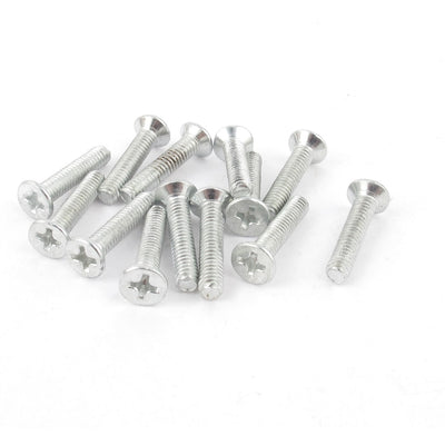 Harfington 13 Pcs Metal Phillips Flat Head Machine Screws Fasteners Bolts Silver Tone 4mmx16mm