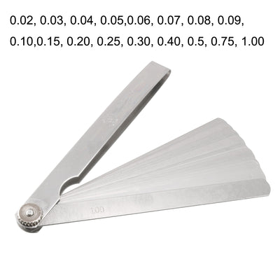 Harfington 0,02 bis 1 mm Dicke, metrische Füller-Fühlerlehre, 15,2 cm lang