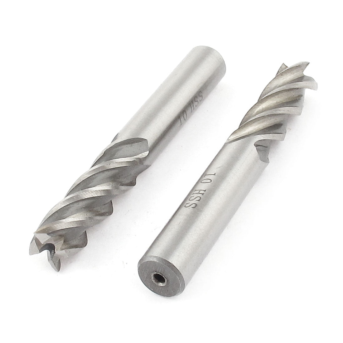 Harfington 2 Pcs 10mmx10mmx30mmx74mm 4 Flutes HSS Straight Shank End Mill Milling Cutter