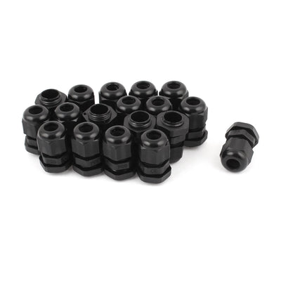 Harfington 18pcs Black Plastic PG9 3/8NPT Thread 4-8mm Wire Waterproof Fastener Cable Gland