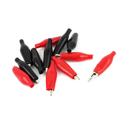 Harfington 12pcs Red Black Insulated Crocodile Alligator Test Clip Clamp 37mm Long
